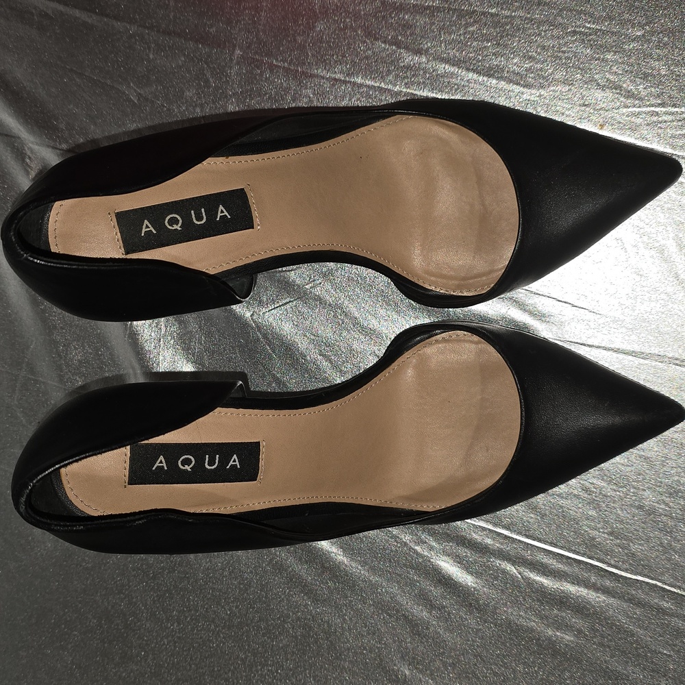 Aqua Black Pointed Toe Stiletto Pumps
